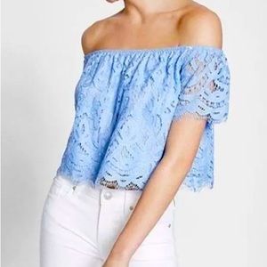 Lace off the shoulder crop top